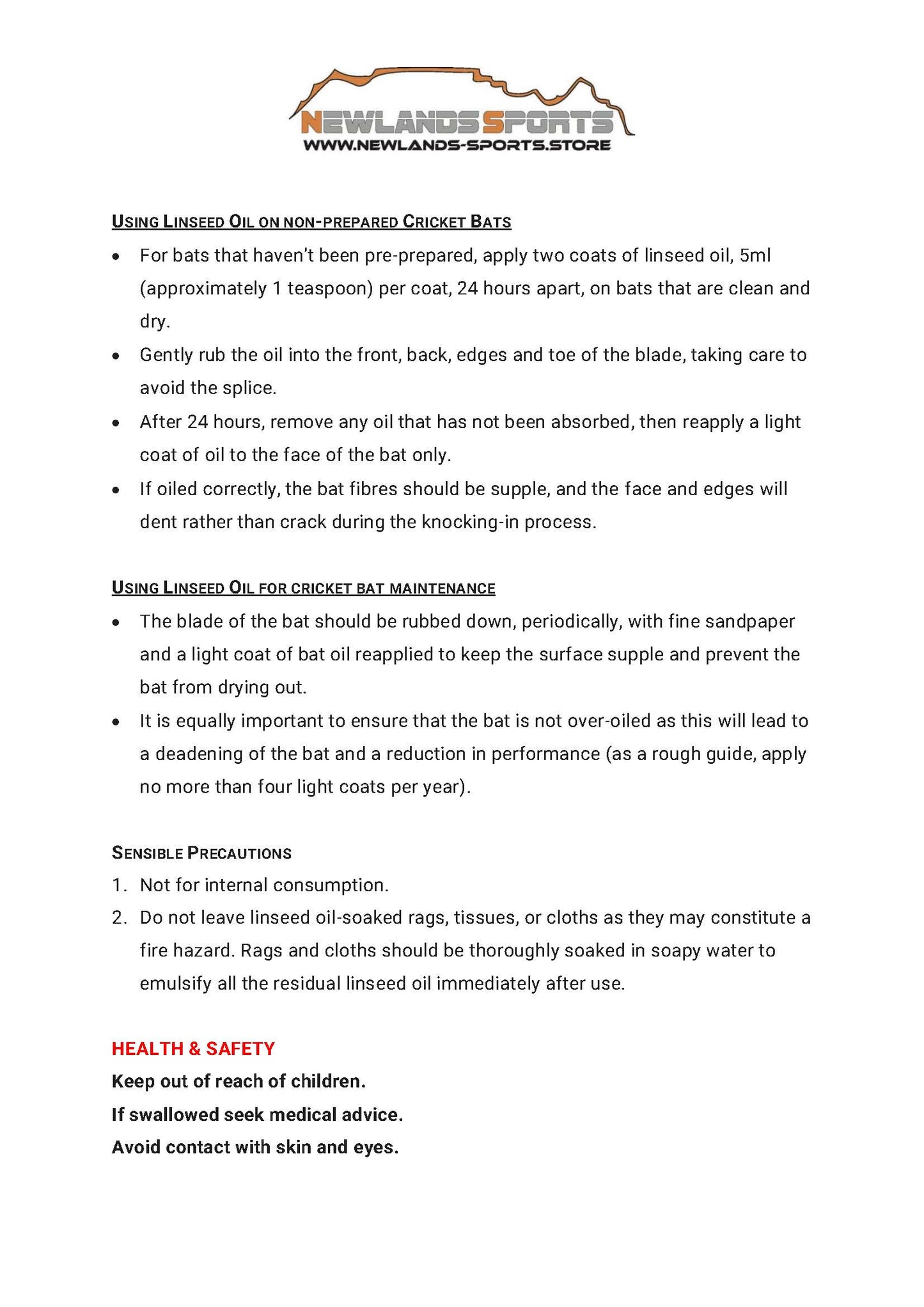 Linseed Bat Oil 100ml